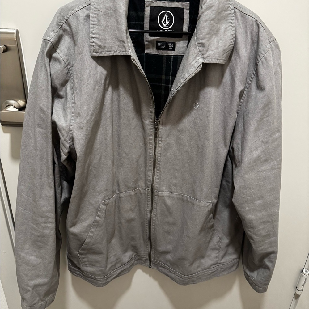 Volcom Light Gray Zip-Up Shirt Jacket